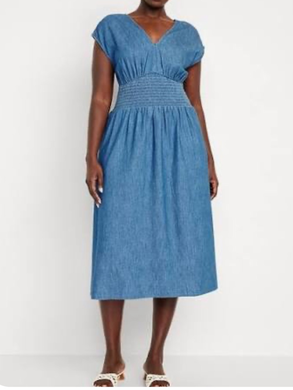 Old Navy Waist Defined Denim Midi Dress